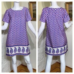 J. Crew Shift Short Sleeve Mini Dress Bagru Print